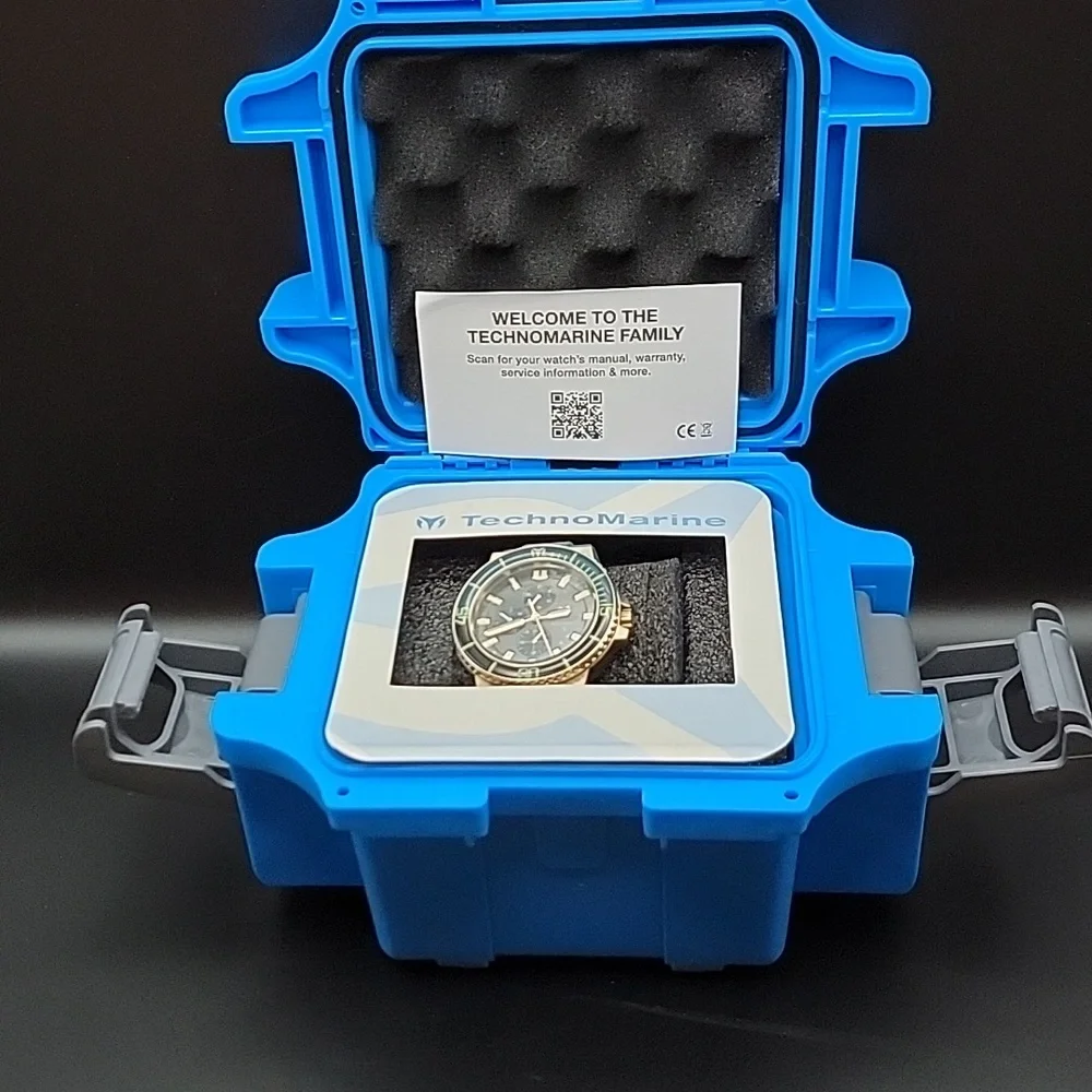 NEW TM-225103 TechnoMarine La Pelagia Men's Watch 43mm Black Teal Rose Gold Slot